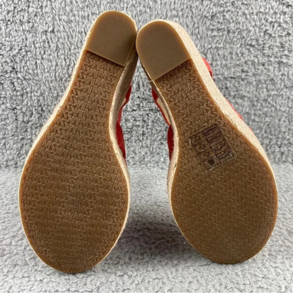 Michael kors berkley Espadrille Wedge‎ Canvas Slingback Womens Sandal Orange Zip - Picture 10 of 16